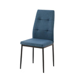 Sedia imbottita da pranzo in tessuto blu Set da 4 pezzi
