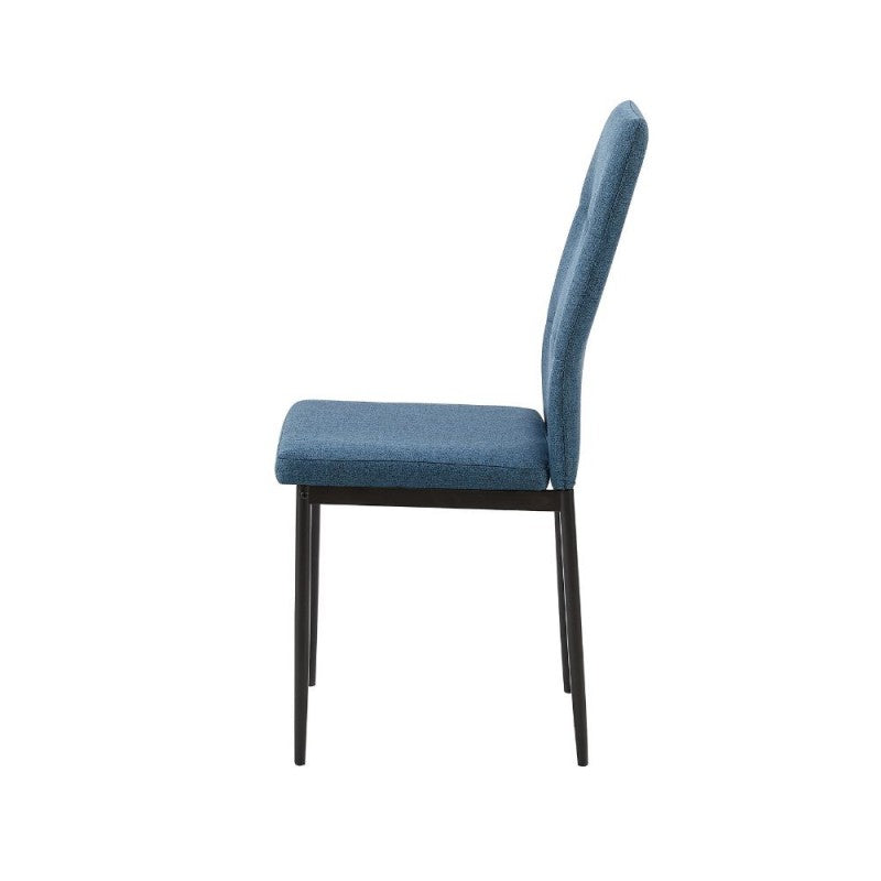 Sedia imbottita da pranzo in tessuto blu Set da 4 pezzi