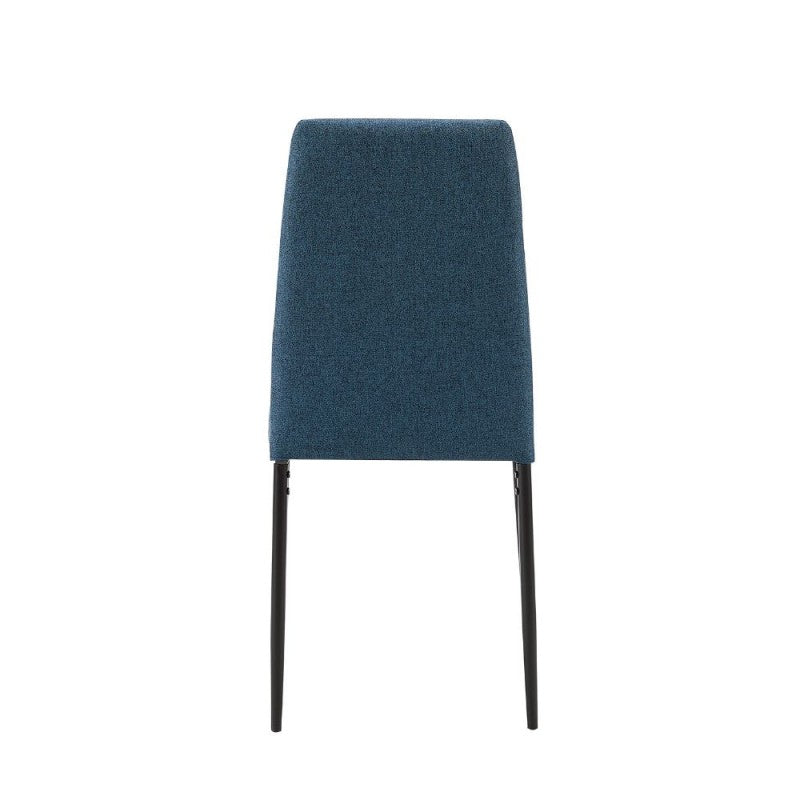 Sedia imbottita da pranzo in tessuto blu Set da 4 pezzi