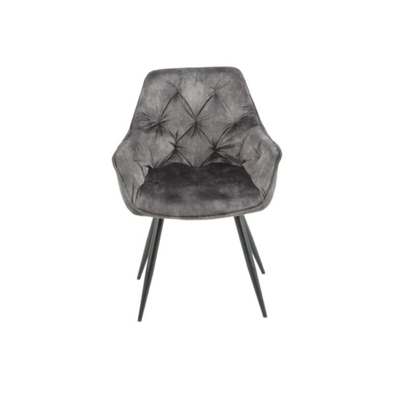 Sedia in velluto con struttura metallo nero- Set da 2 pezzi