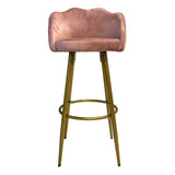 Sgabello in velluto Rosa con gambe dorate opache-Set 02 pezzi
