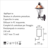Applique da giardino - Lampada a parete per esterni - scheda tecnica